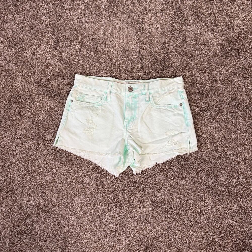 Abercrombie & Fitch Micro Cut Off Shorts Faded Teal Size 2 Waist 26 Summer Boho
